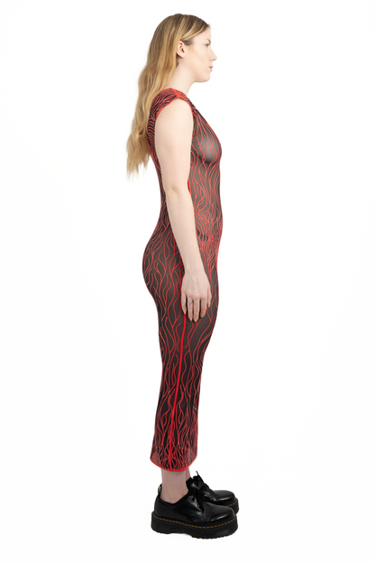 3D Latex Maxi Dress  Red