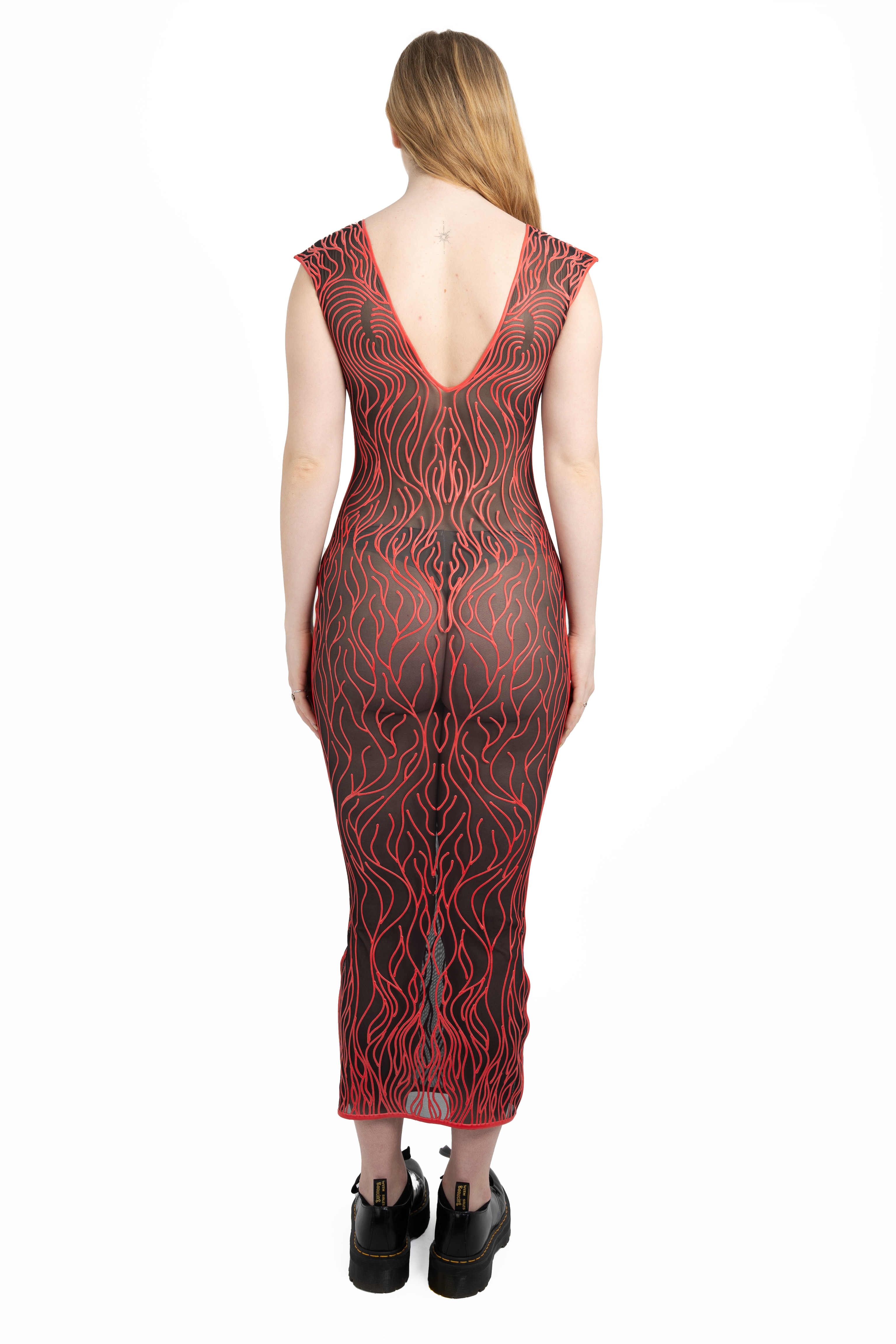 3D Latex Maxi Dress  Red