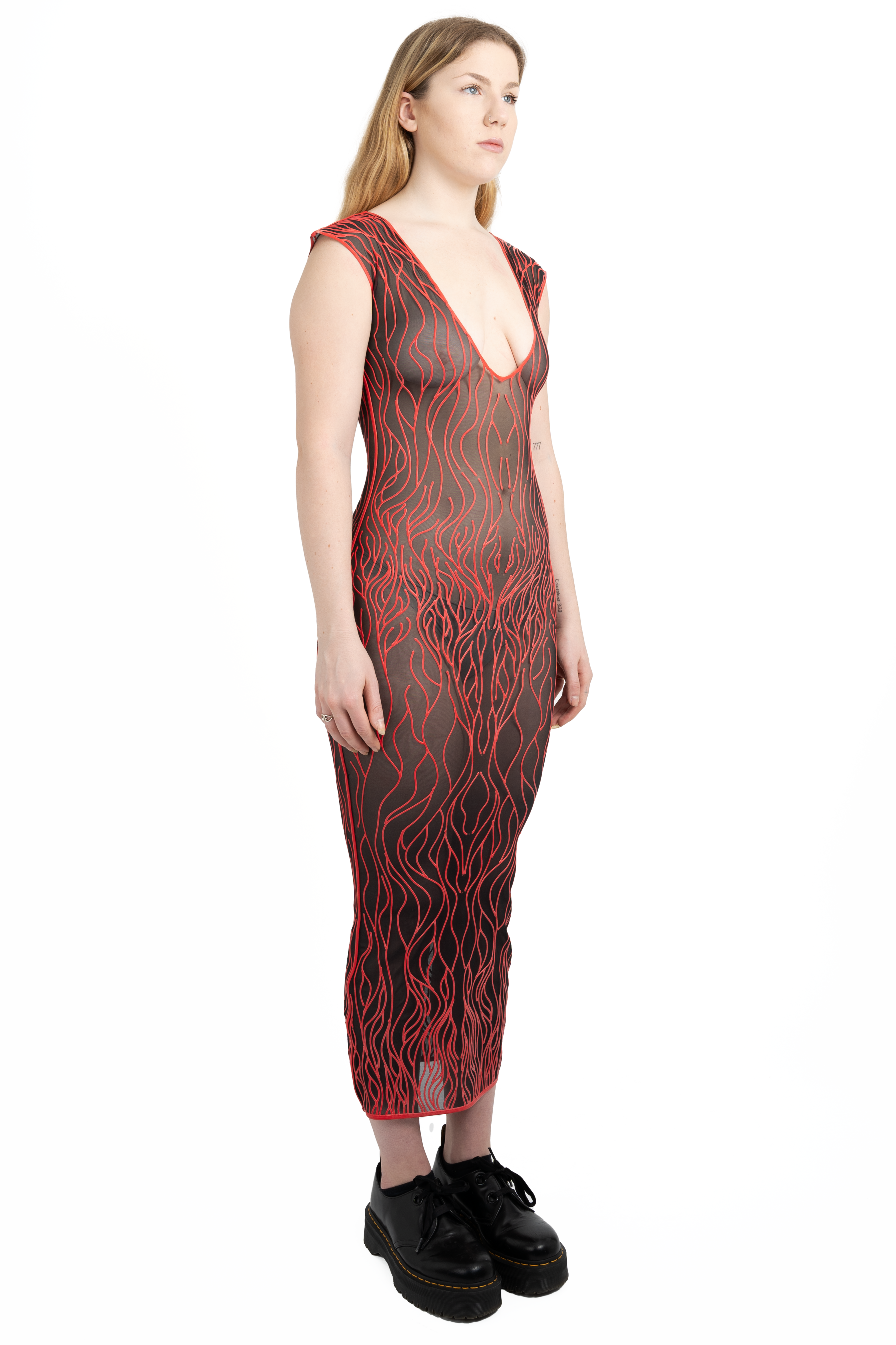 3D Latex Maxi Dress  Red