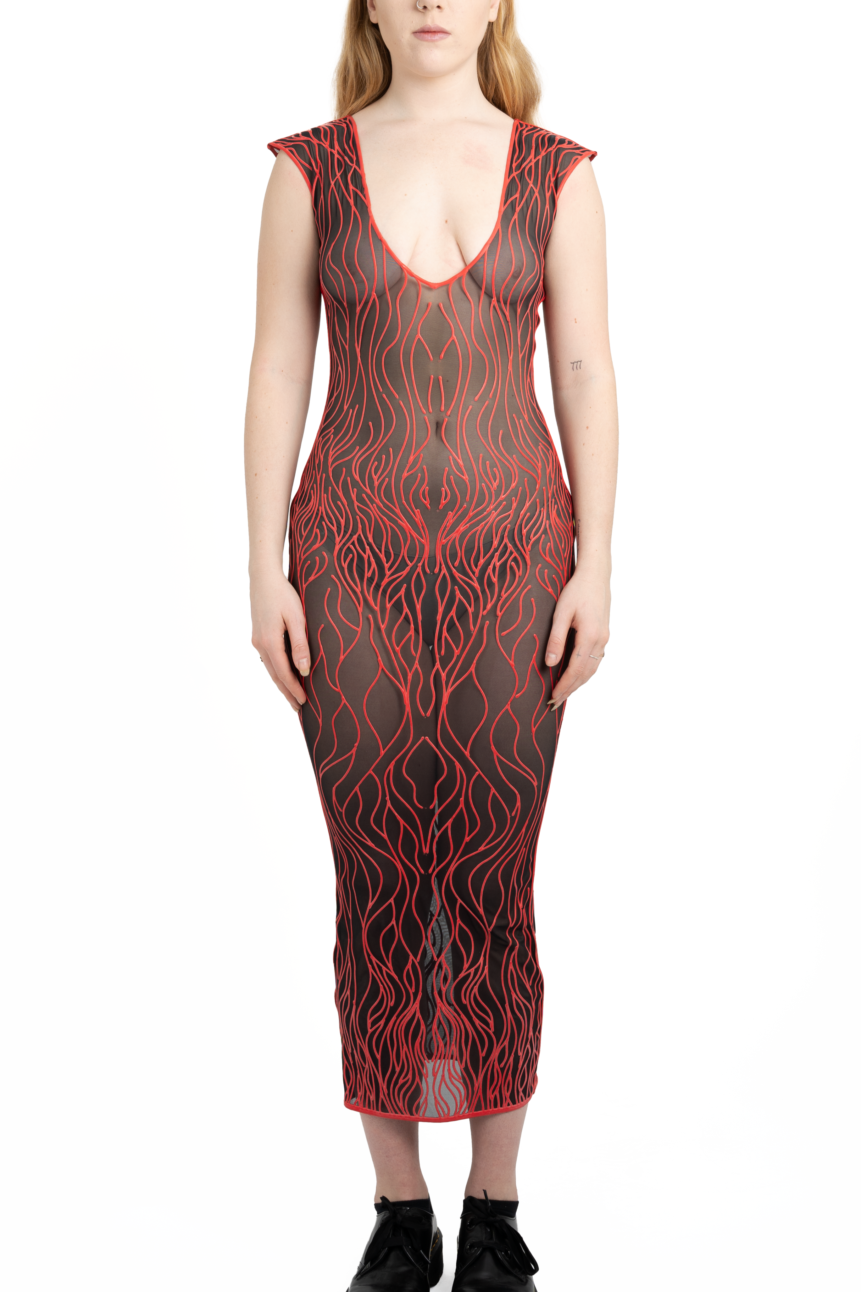 3D Latex Maxi Dress - Red