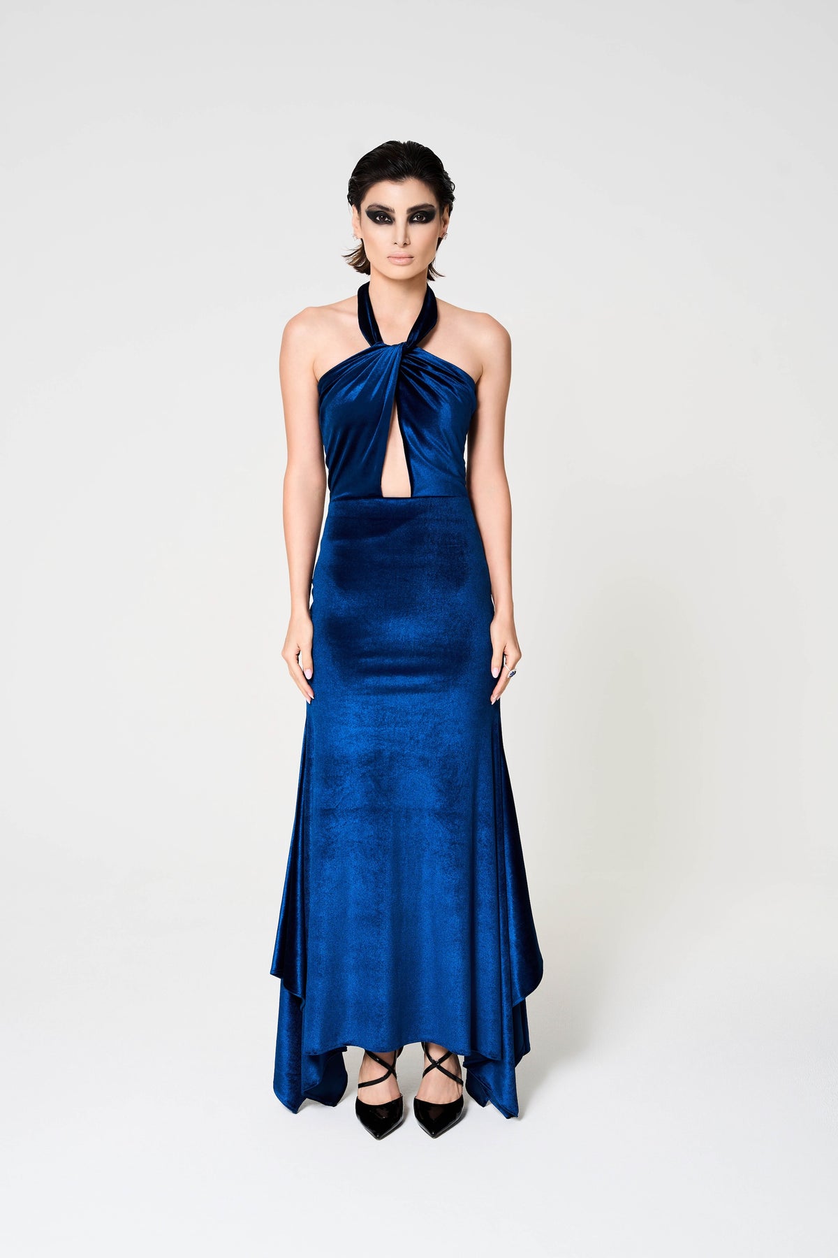 Marta Dress, Stretch Velvet Long