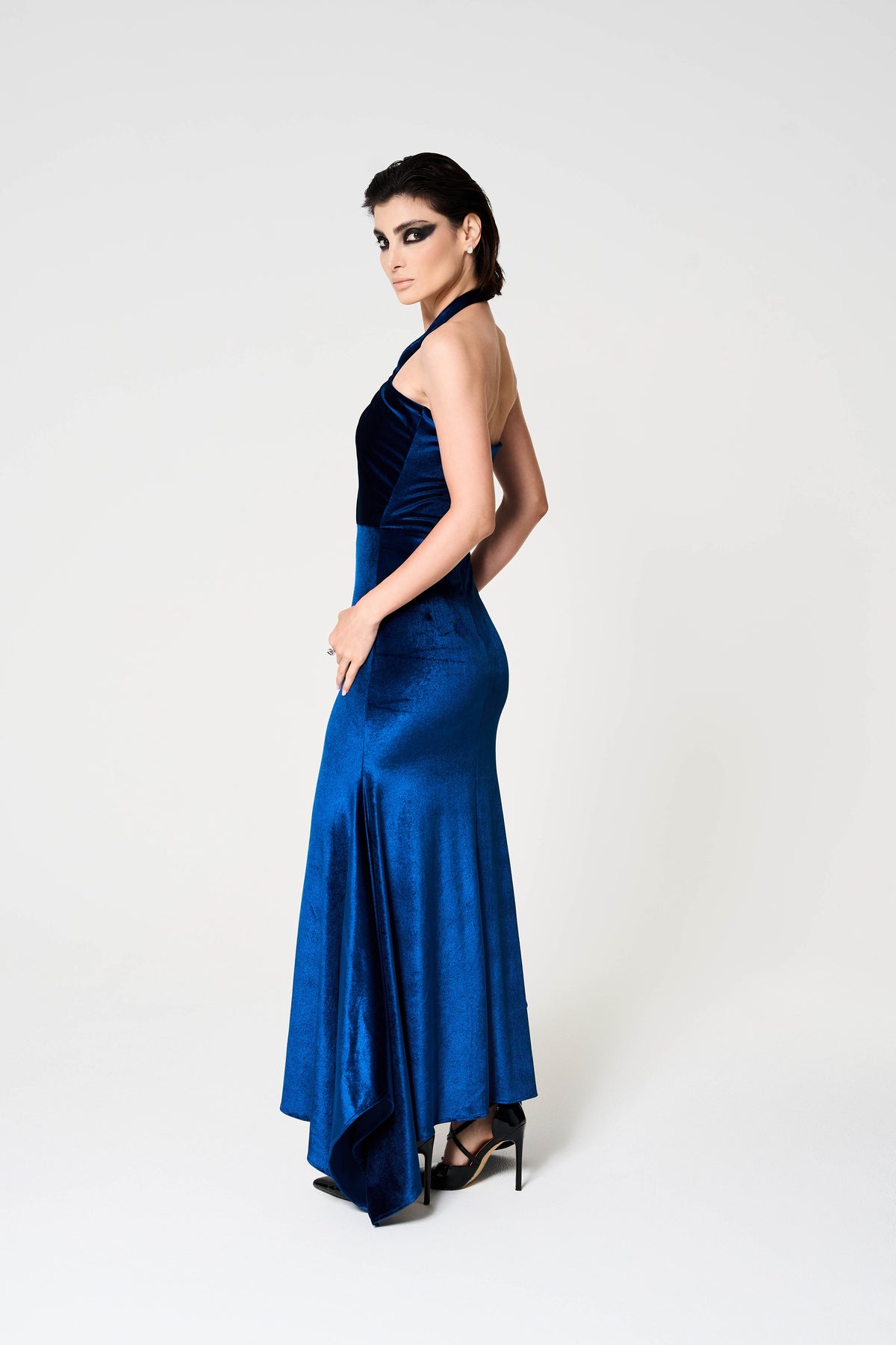 Marta Dress, Stretch Velvet Long