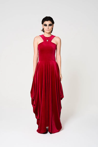 Nadia Dress, Stretch Velvet Long, Simple