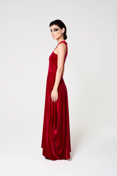 Nadia Dress, Stretch Velvet Long, Simple