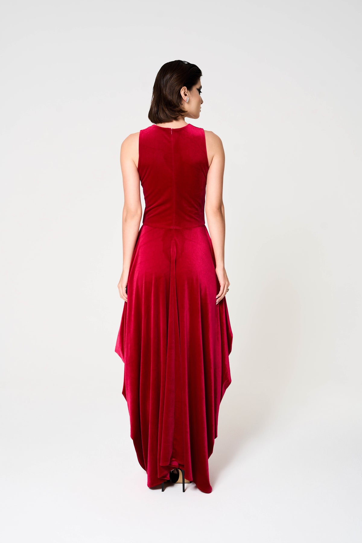Nadia Dress, Stretch Velvet Long, Simple