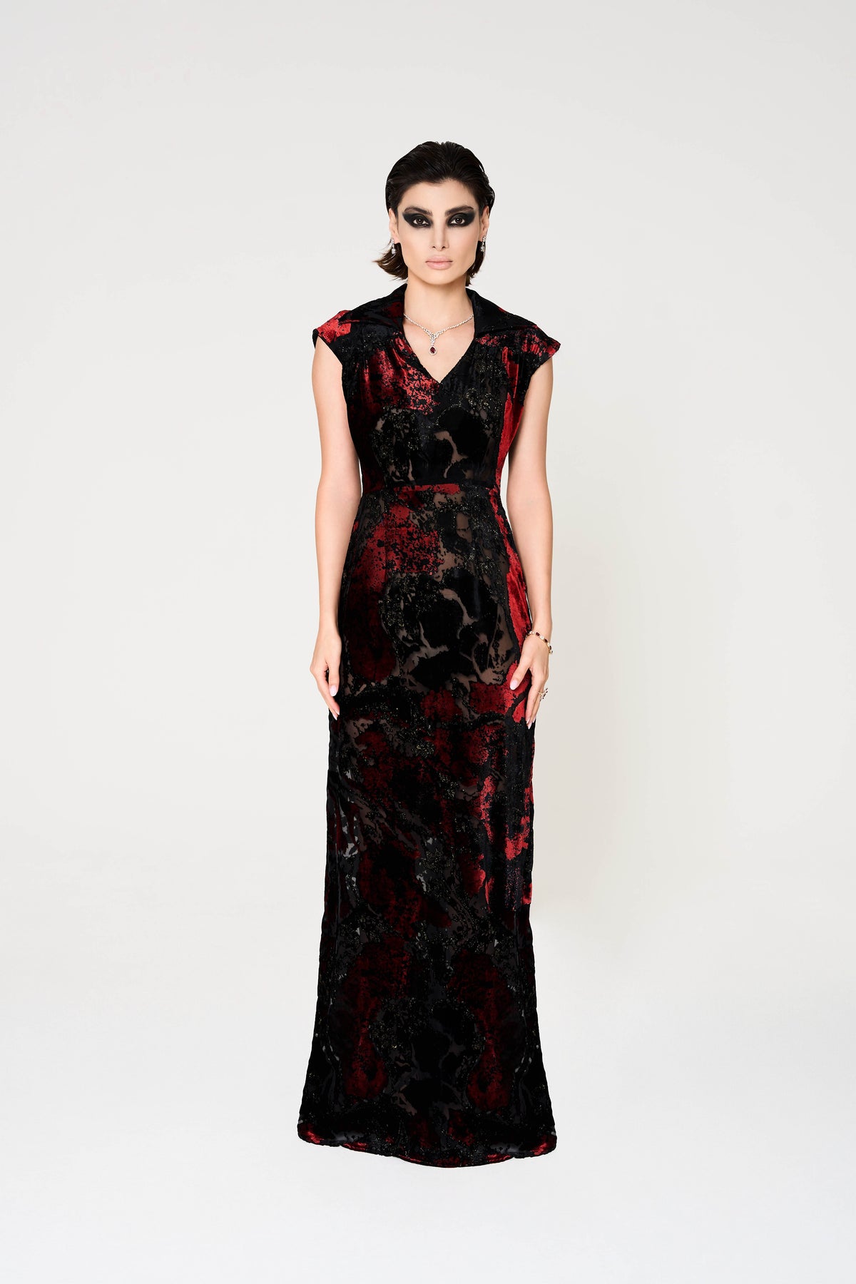 Grace Dress Devore Velvet Long