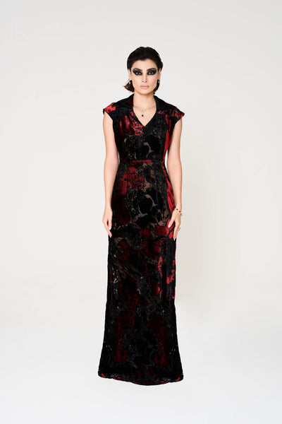 Grace Dress Devore Velvet Long