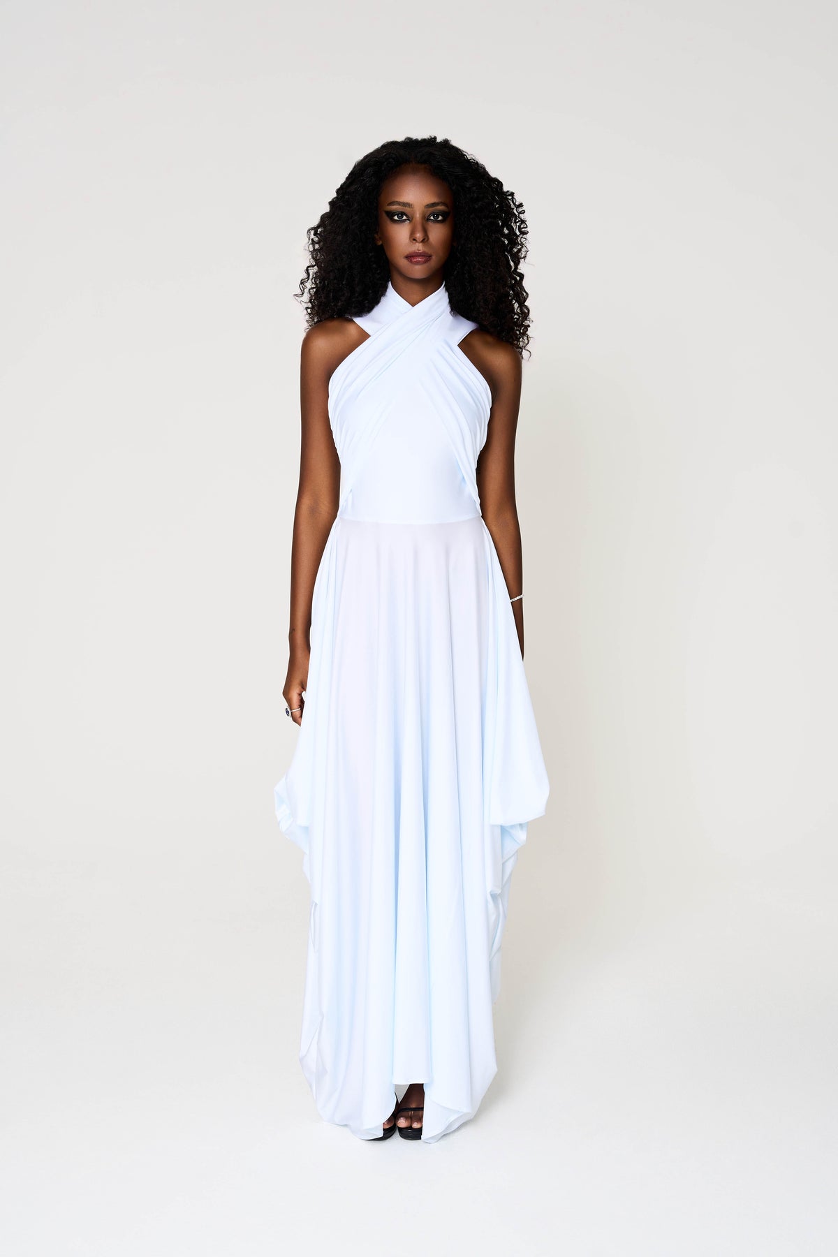 Nadia Dress, Stretch Jersey Long, Front Wrap