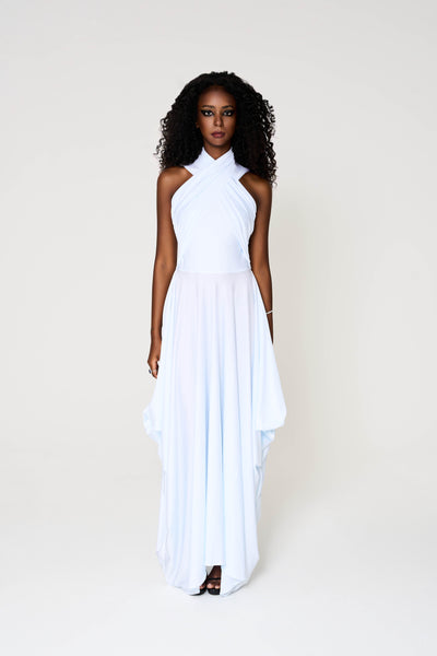 Nadia Dress, Stretch Jersey Long, Front Wrap