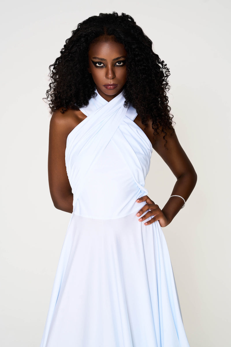 Nadia Dress, Stretch Jersey Long, Front Wrap