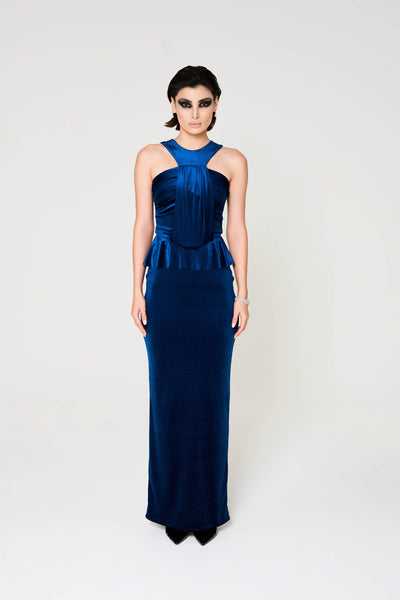 Iryna Dress, Stretch Velvet Long