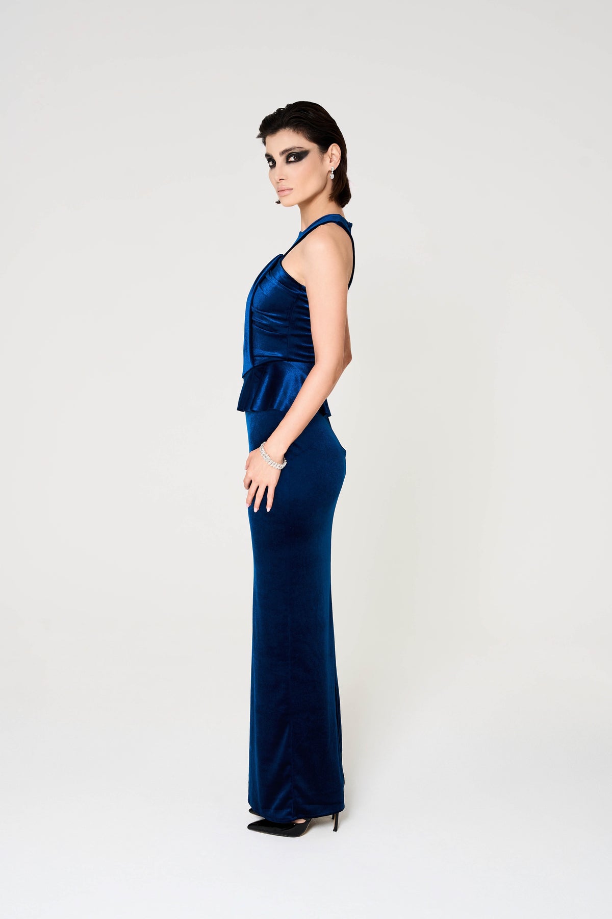 Iryna Dress, Stretch Velvet Long