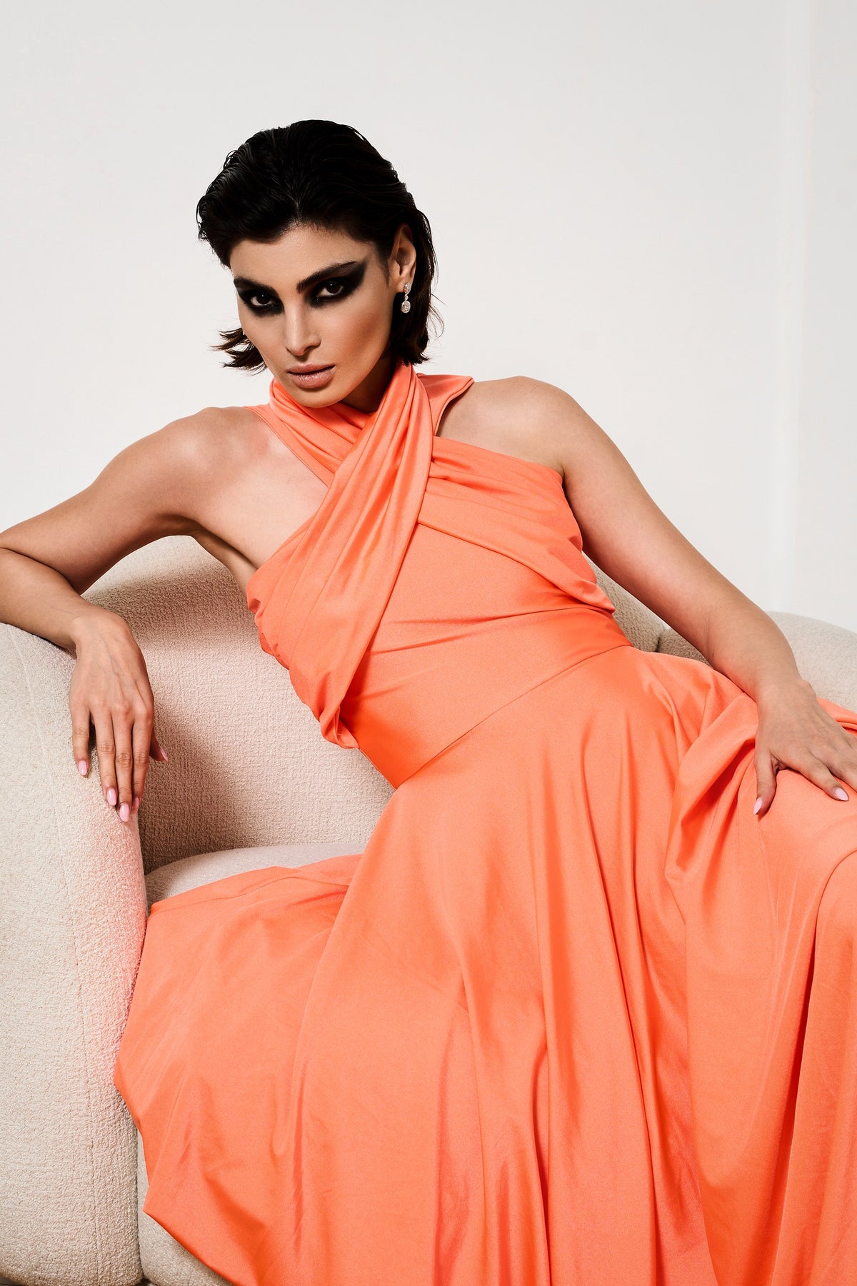 Nadia Dress, Stretch Jersey Long, Front Wrap