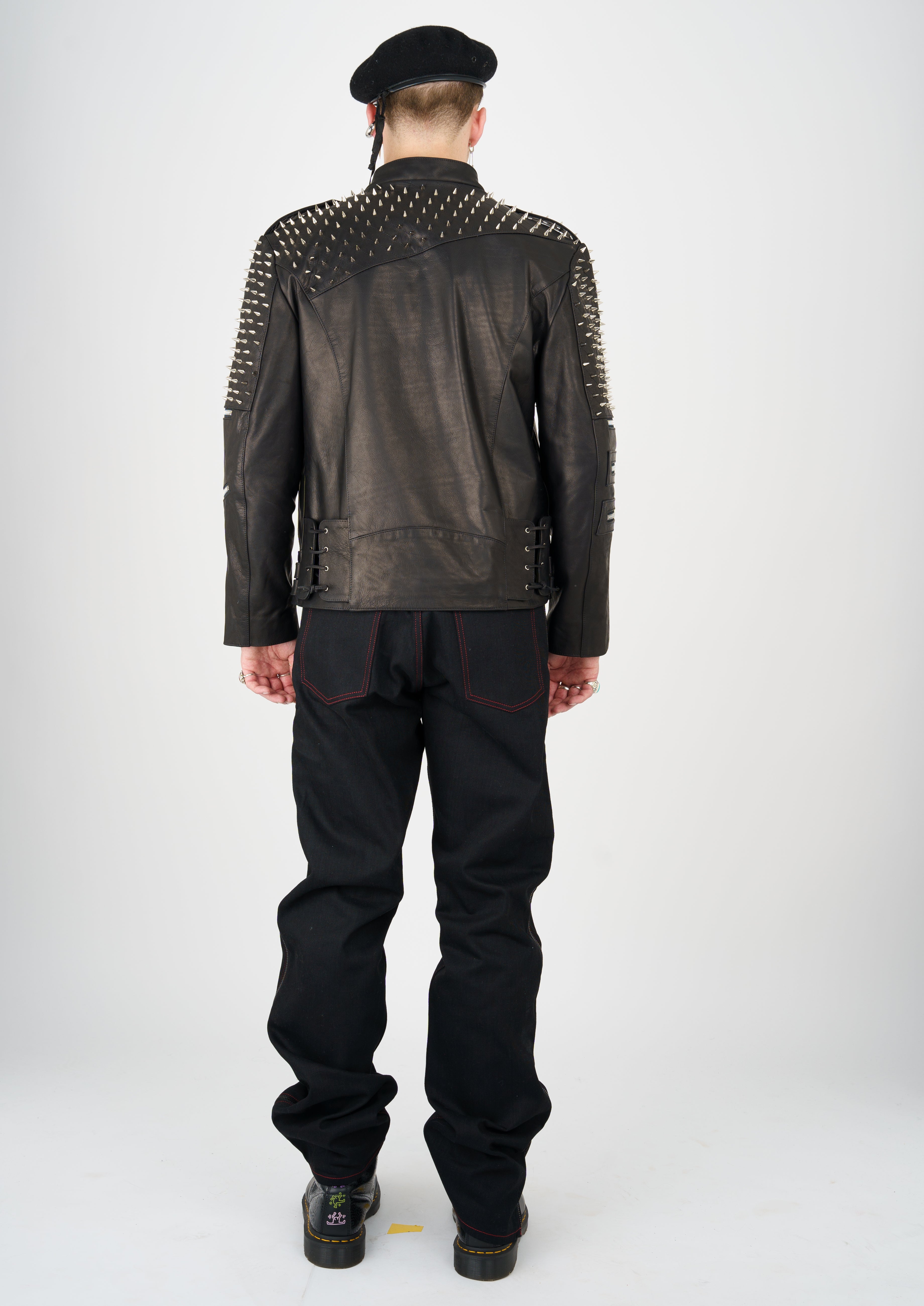 Nominal London Black Leather Studded Biker Jacket - Masculine Style