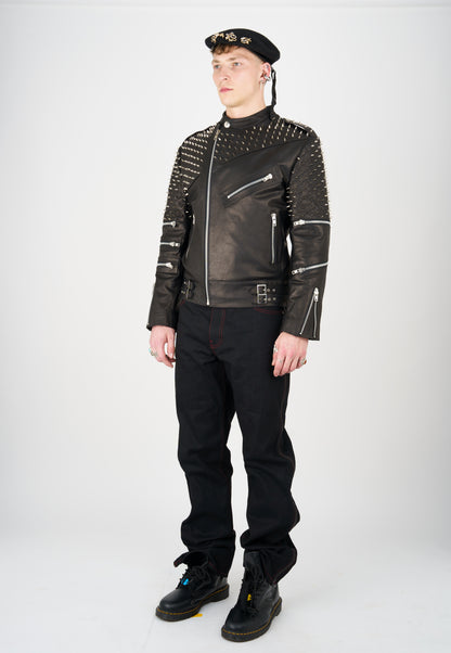 Nominal London Black Leather Studded Biker Jacket - Masculine Style