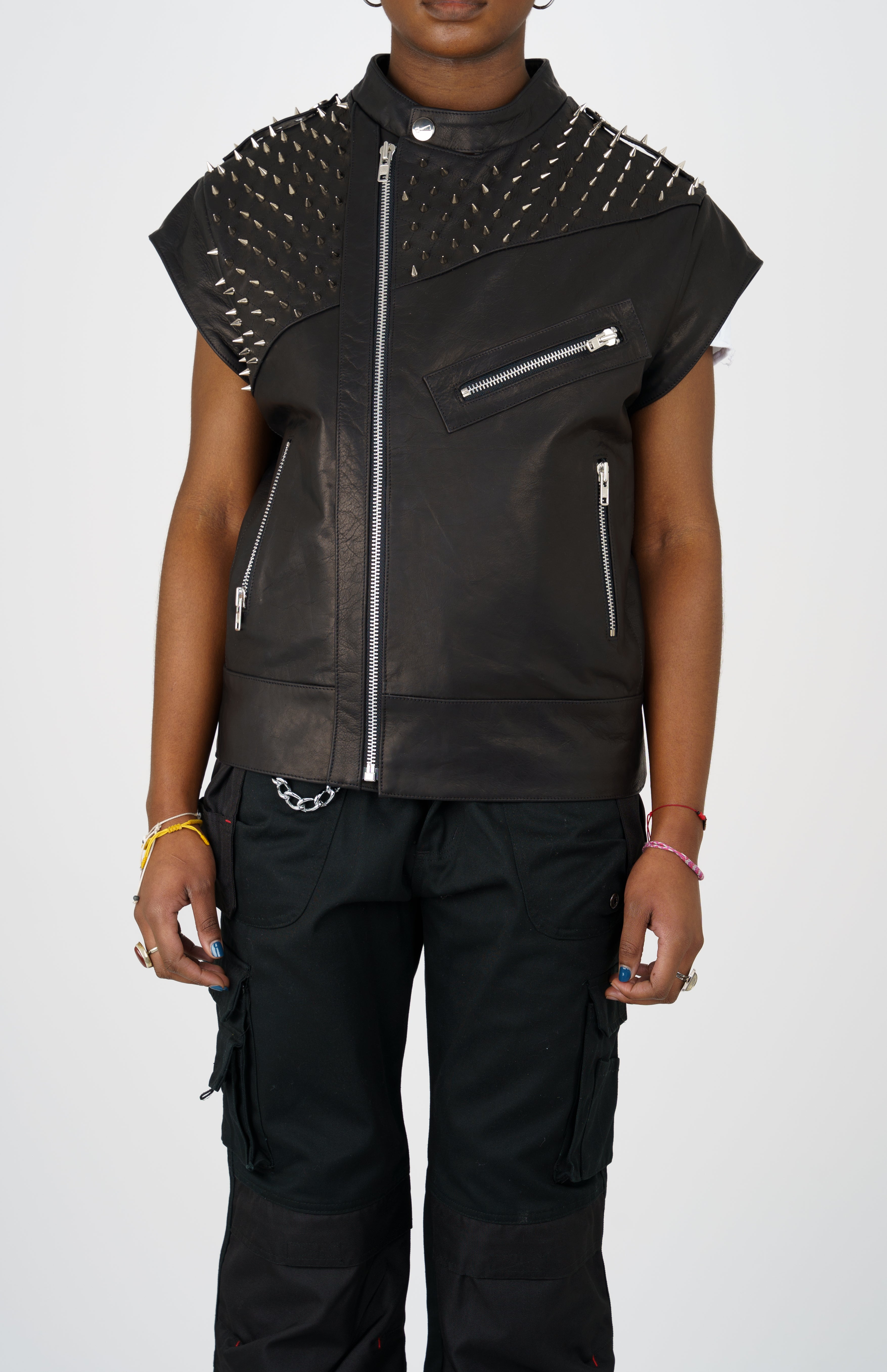 Nominal London Studded Biker Vest