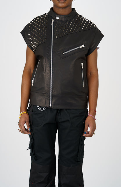 Nominal London Leather Studded Biker Vest - Femine Style