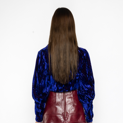 Allegra - Chushed Velvet Blouse Blue