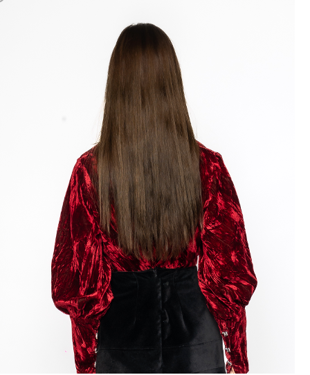 Allegra - Velvet Blouse Red