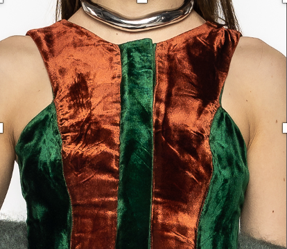 Nova - Assymentric Velvet Dress in Green