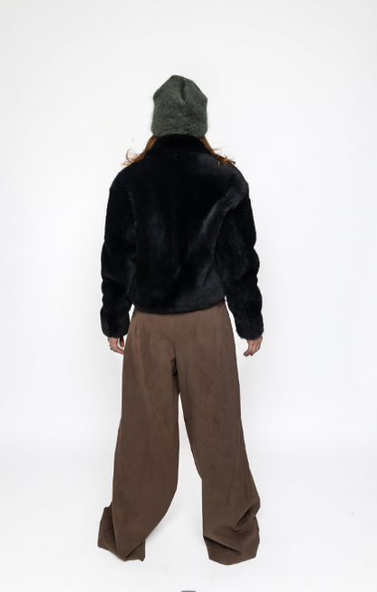 River -  Wide Palazzo Trousers in Brown Cotton