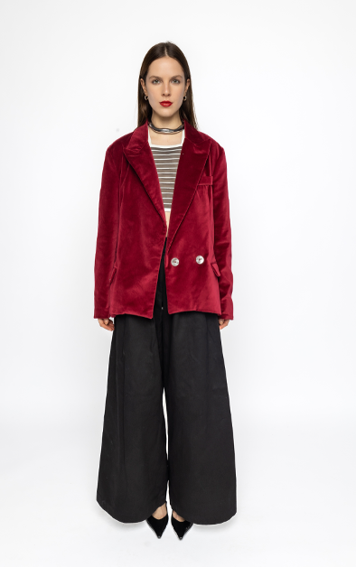 Neo - Suit Jacket in Red Velvet