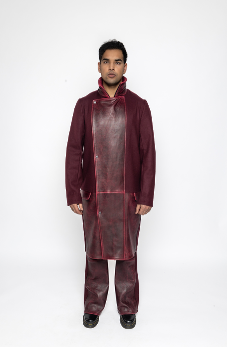 Robin - Leather Wool Coat