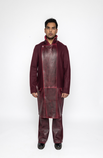 Robin - Leather Wool Coat