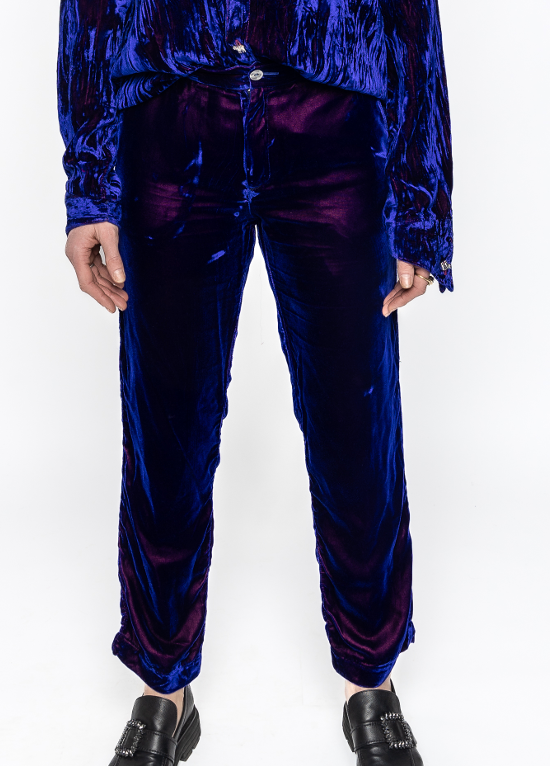 Alex -  Velvet Suit Trousers Blue
