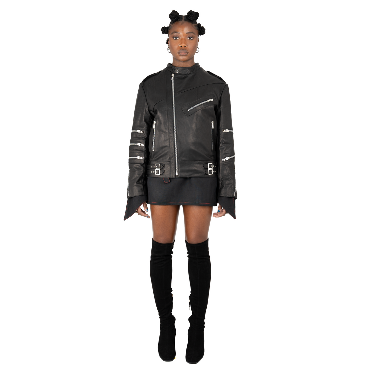 Mick Black Leather Biker Jacket