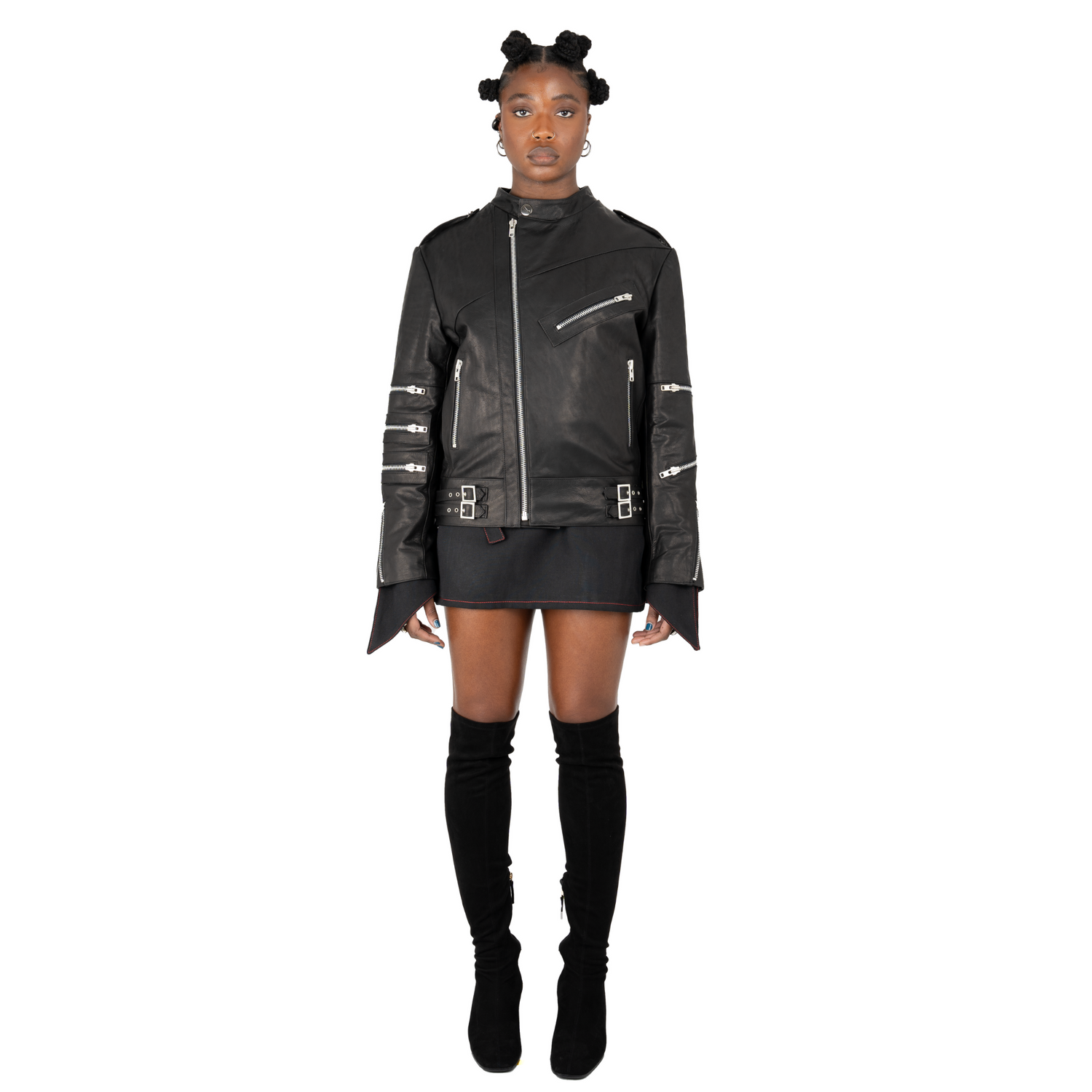 Nominal London Black Leather Biker Jacket - Feminine Style