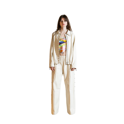 Nominal London Off White Leather Trousers