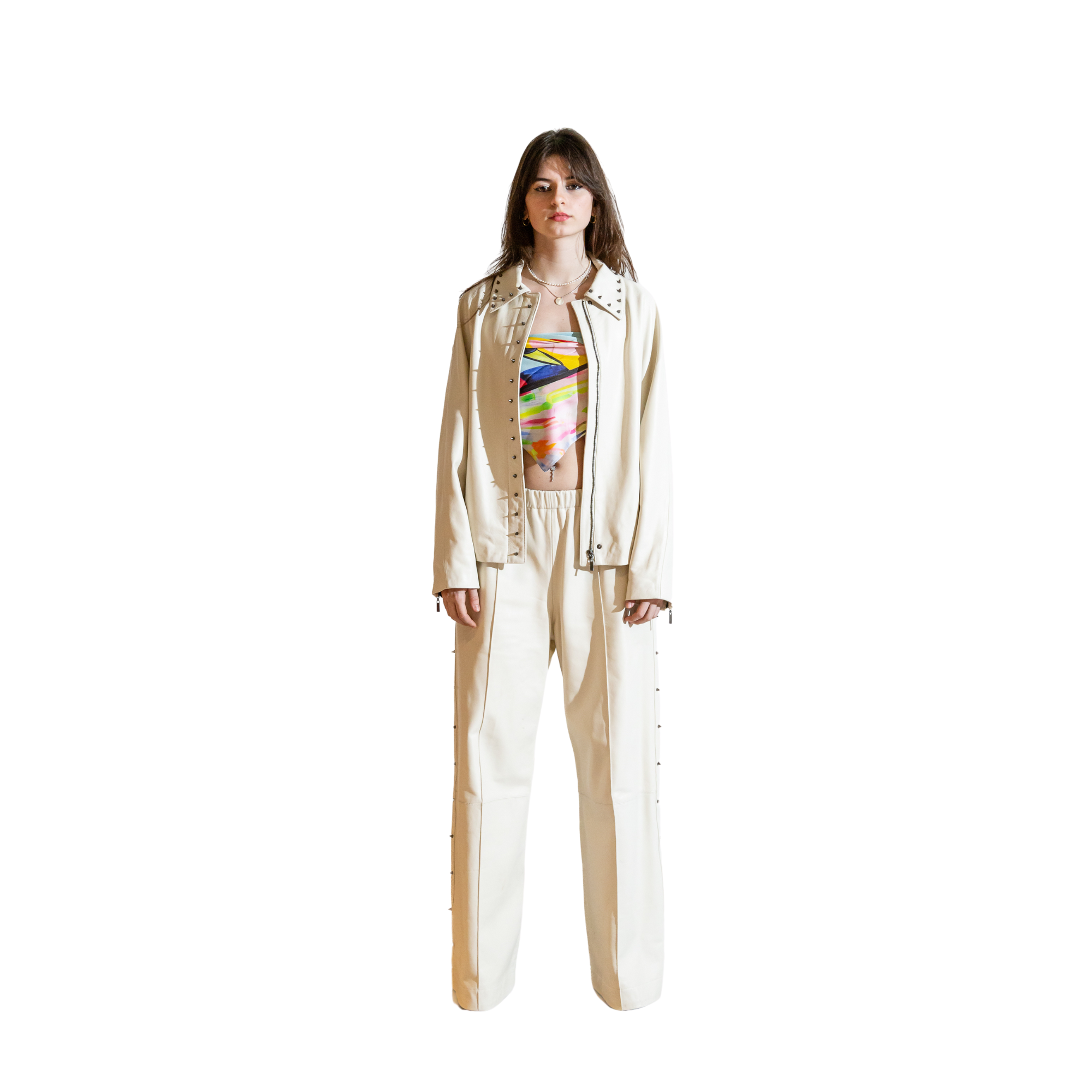 Nominal London Off White Leather Trousers - Feminine Styling