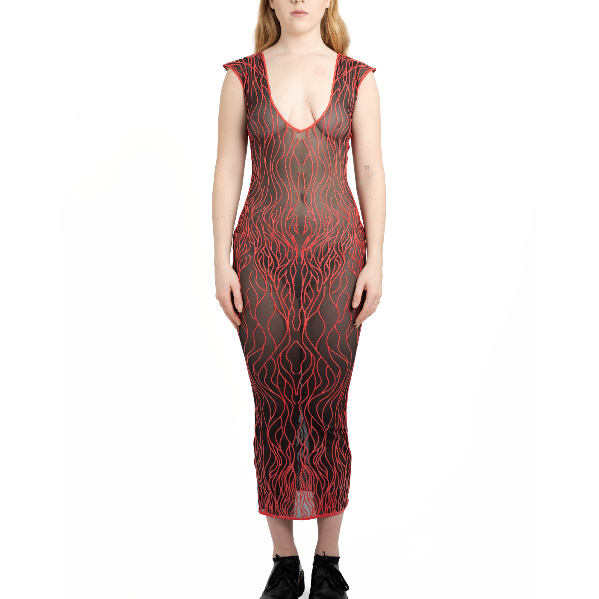 3D Latex Maxi Dress - Red