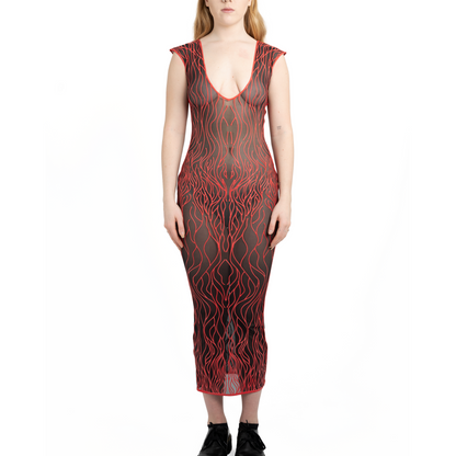 3D Latex Maxi Dress - Red