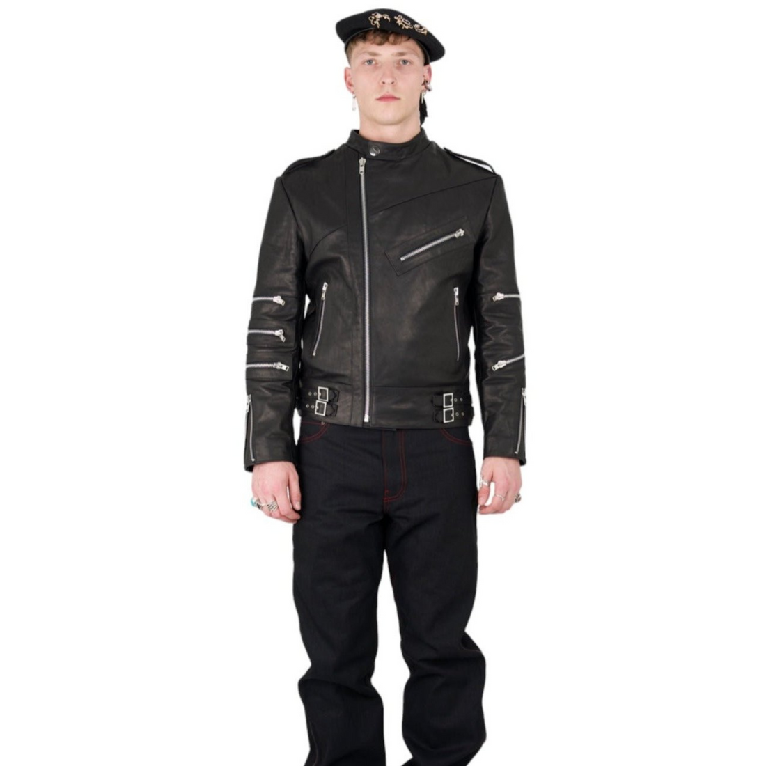 Nominal London Black Leather Biker Jacket - Masculine Style