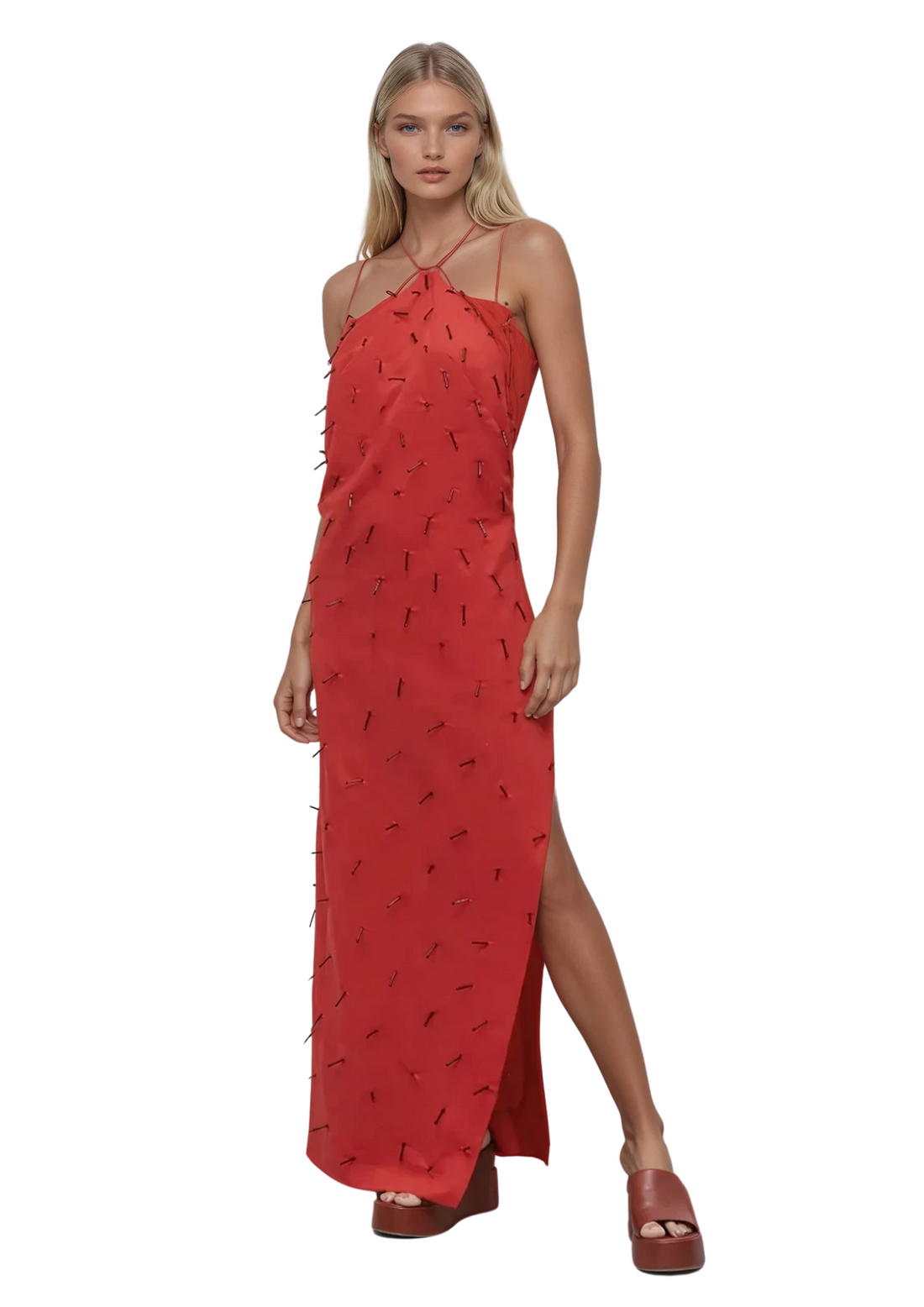Beatriz Linen Dress with Beads - PREORDER
