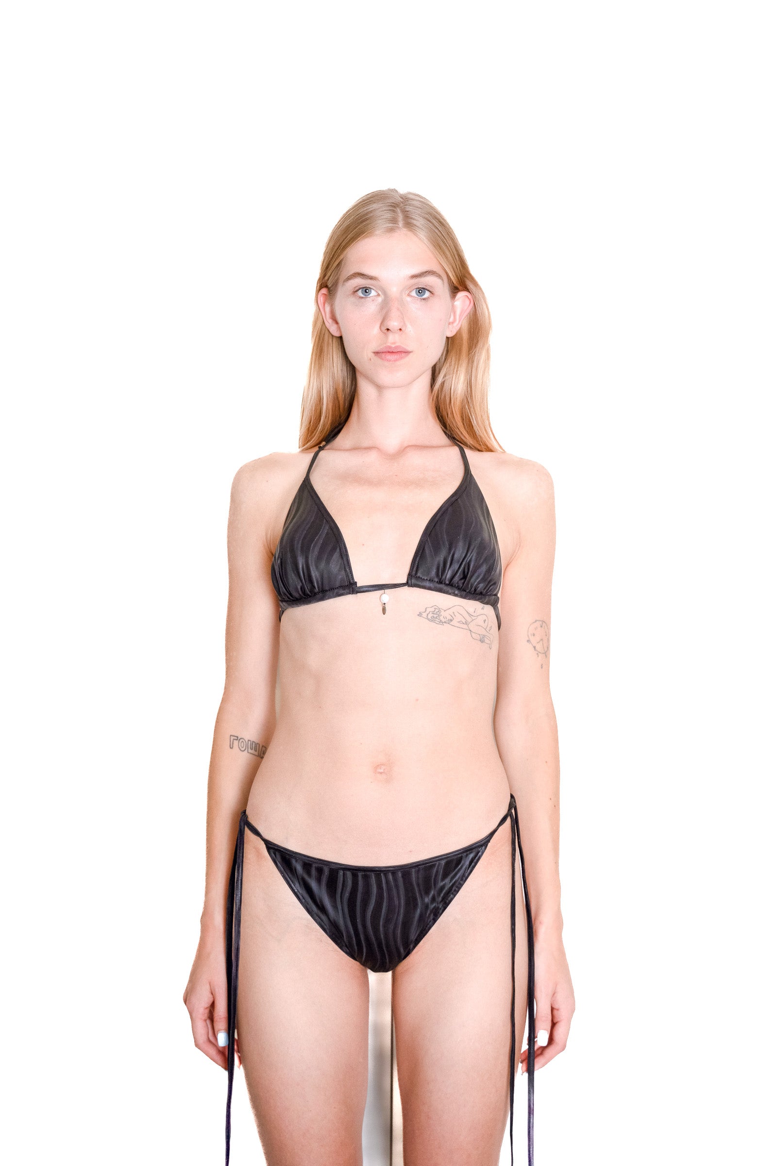 Nominal Latex Wavey Black Bikini Set