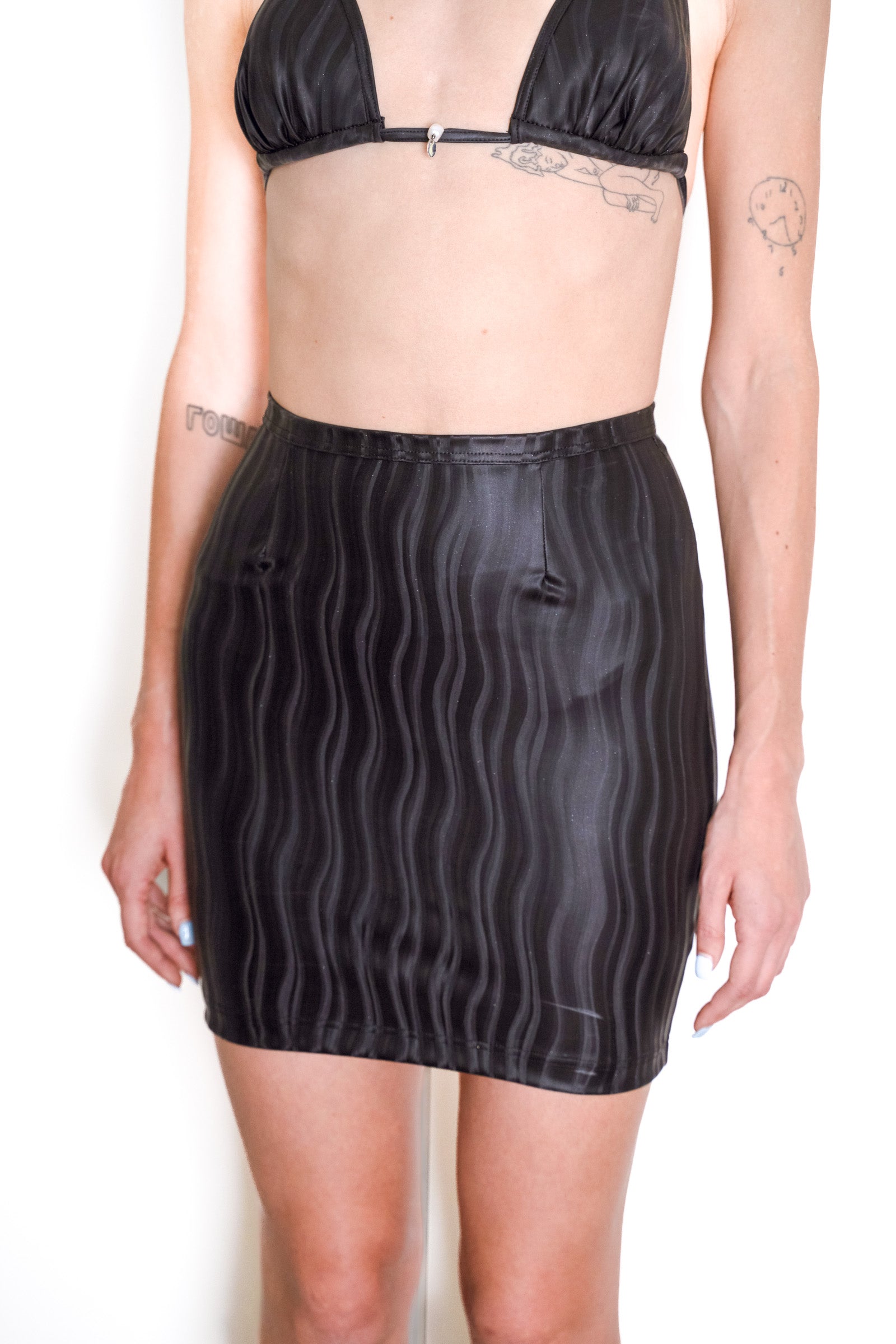 Nominal Black Wavey Latex Skirt