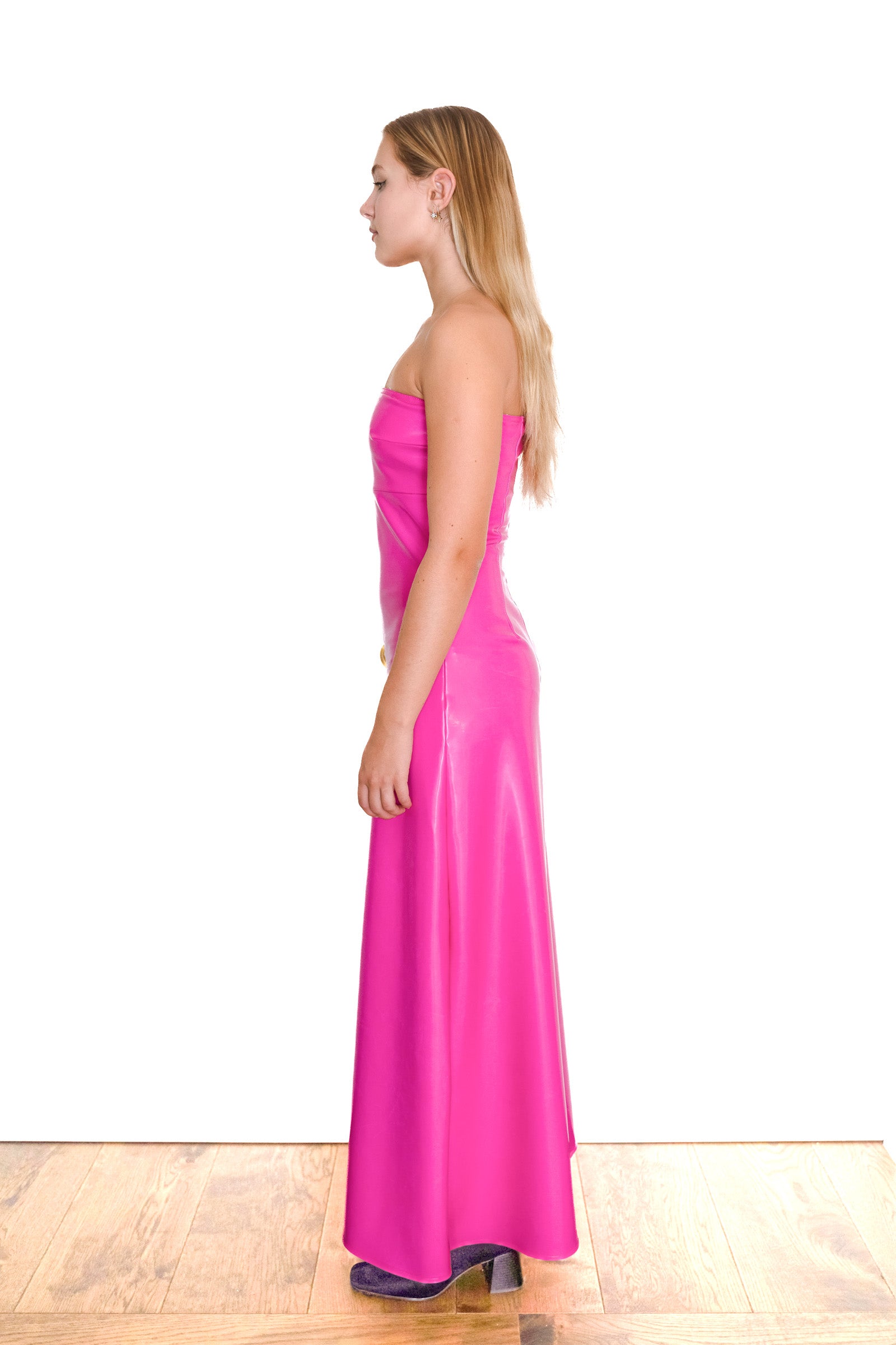 Nominal Barb Pink Latex Maxi Dress