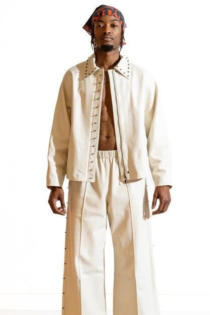 Nominal London Off White Leatherc Trousers Masculine Style