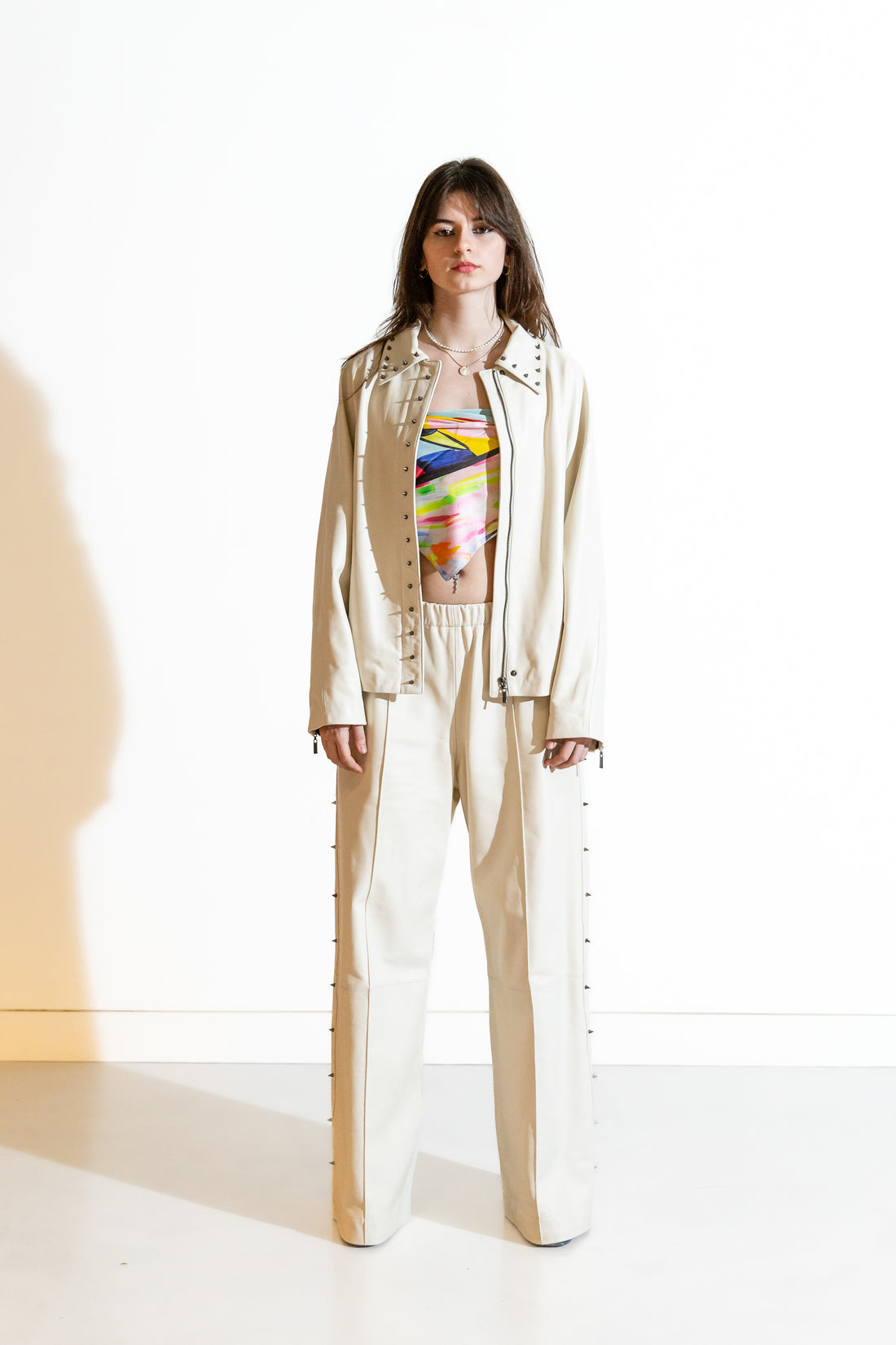 Nominal London Off White Leather Trousers