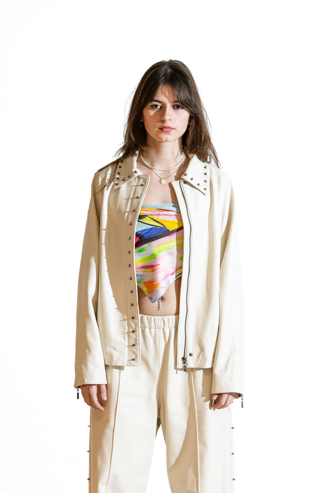 Nominal London Off White Leather Jacket - Feminine Styling