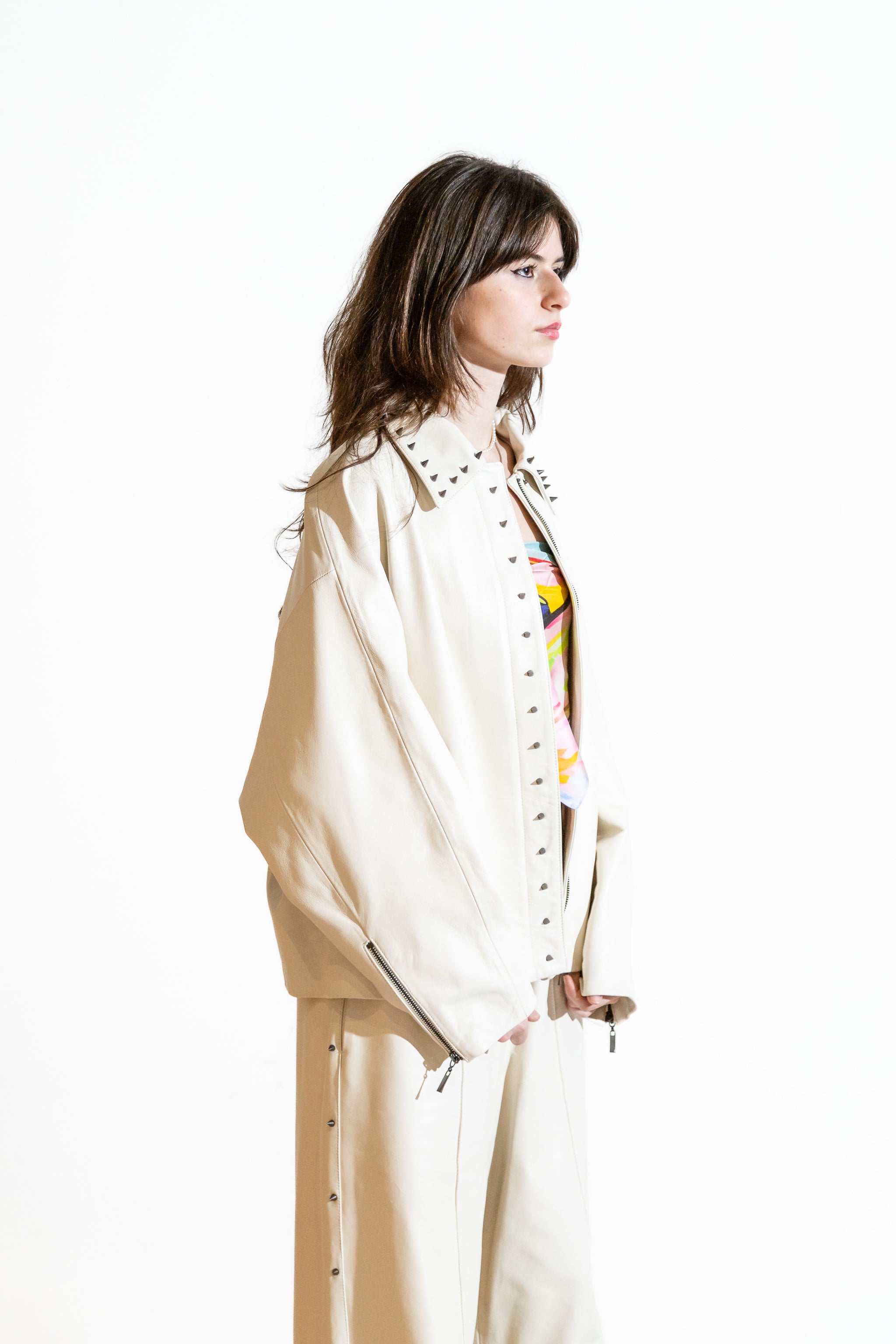 Nominal London Off White Leather Jacket - Feminine Styling