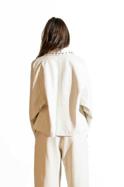 Nominal London Off White Leather Jacket - Feminine Styling