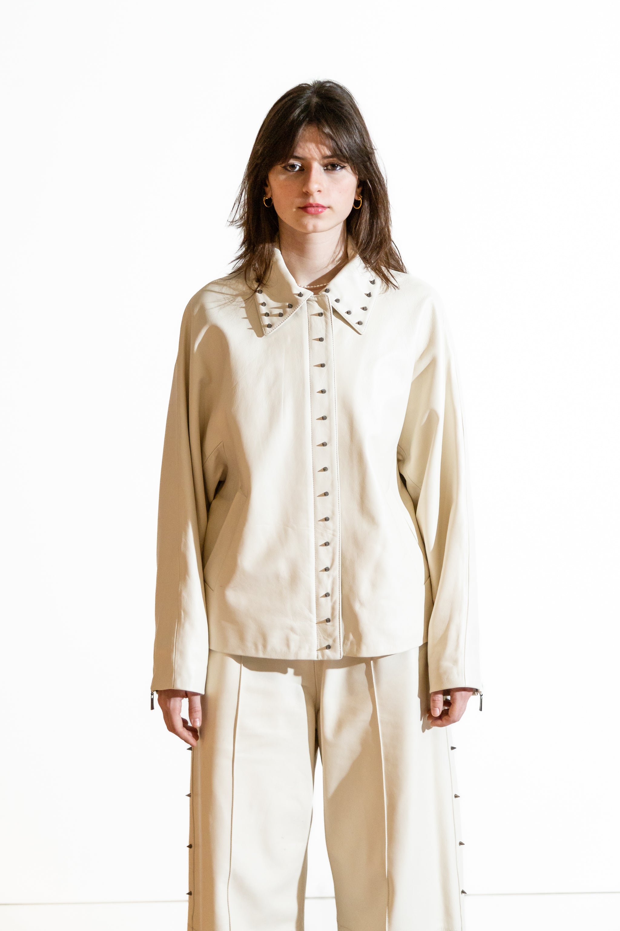 Nominal London Off White Leather Jacket - Feminine Styling