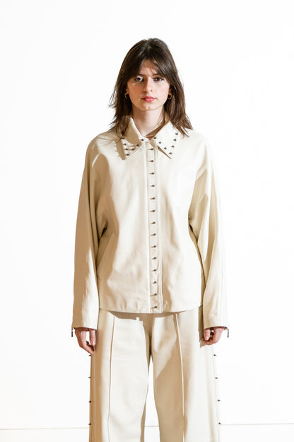 Nominal London Off White Leather Jacket - Feminine Styling