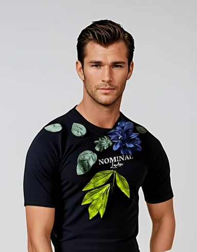 Flowering Nominal Tshirt Black - Original Art Work by Yan Skates- Sustainably upcycled